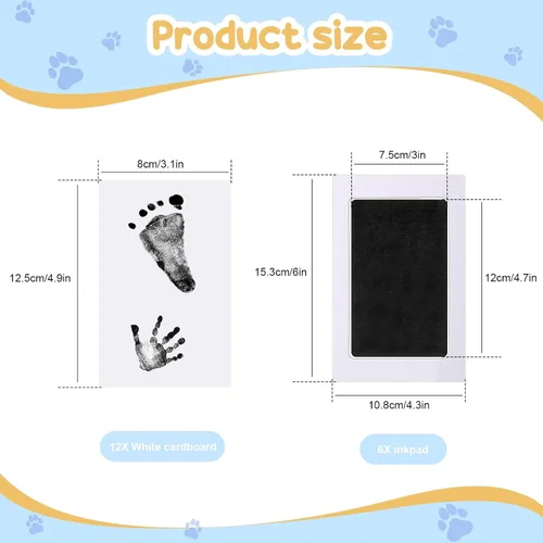 Miniatura 2 de TaoBary Kit de 18 piezas de huellas de manos y huellas sin tinta para bebé, con 6 almohadillas de tinta seguras para manos y pies, kit de sellos
