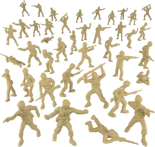 Miniatura 4 de BMC Classic Tan Plastic Army Men - 40 figuras de soldado de la Segunda Guerra Mundial - Fabricado en Estados Unidos Bronceado