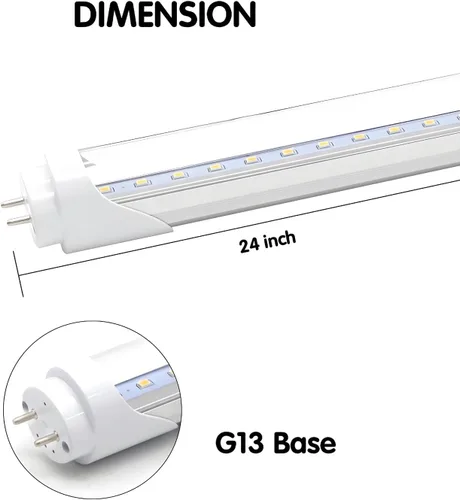 Miniatura 3 de Striplight Tubo de luz LED T8 T10 T12 de 2 pies, repuesto LED de 8 W para bombilla fluorescente de 24 pulgadas, equivalente a 20 W, 1120 lm, 5000 K