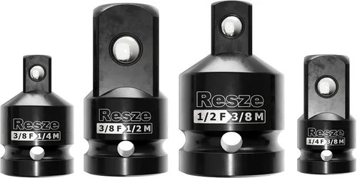 Resze Juego de 4 adaptadores y reductores de impacto, Juego de adaptadores de impacto de 1/4" y 3/8" y 1/2", Kit de conversión de llave de barra de