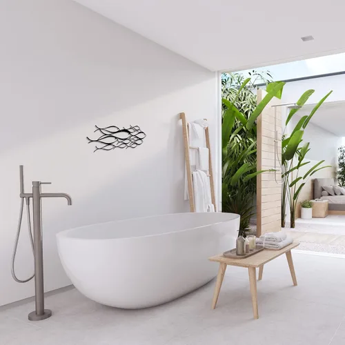 Miniatura 7 de Funrous Decoración de pared de metal con peces náuticos, arte de pared de escuela de peces, obra de arte moderno, decoración de estilo náutico