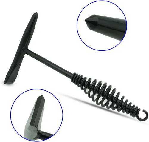 Miniatura 3 de VASTOOLS Martillo astillador de soldadura con mango de resorte helicoidal, 10.5 pulgadas, cincel de cono y vertical, cincel de cono y cruz, cepillo