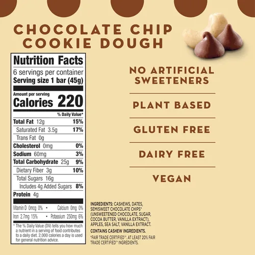 Miniatura 2 de Larabar Barras de masa de galletas con chispas de chocolate, veganas, sin gluten, 6 barras