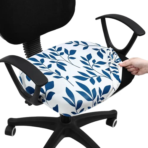 Miniatura 16 de Smiry Fundas elásticas para silla de computadora de oficina, universales, lavables, extraíbles y giratorias, fundas protectoras para asiento + Azul