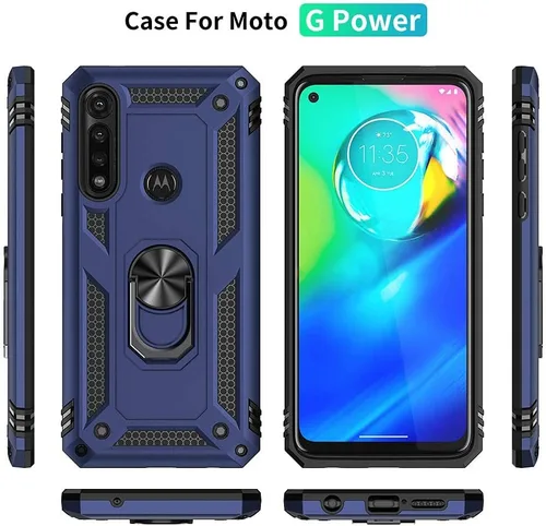 Miniatura 5 de Yiakeng Funda para Moto G Power 2020, Motorola G Power 2020 con protector de pantalla, fundas protectoras de grado militar con anillo para Moto G