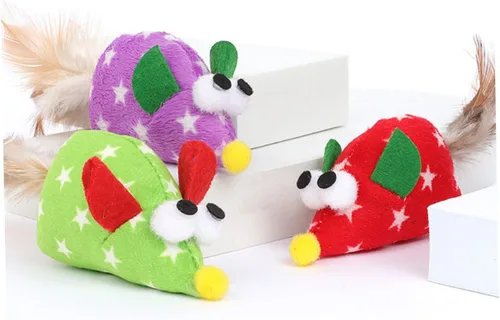 Miniatura 8 de Angoily 3pcs Plume Mouse Cat Interactive Chew Playthings for Kittens Pet Teasing Fun Stimulating Activity