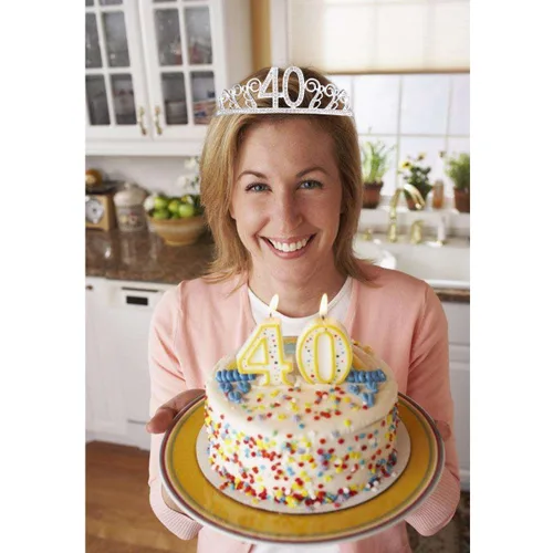 Miniatura 8 de Frcolor Tiara de cumpleaños, diamantes de imitación 40 cumpleaños coronas feliz 40 cumpleaños