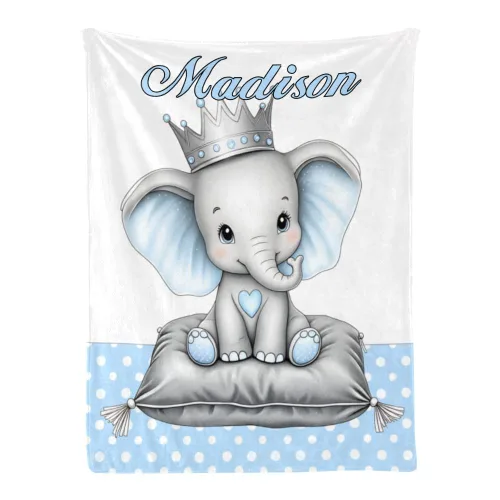Manta de vellón personalizada para niños con nombre, bonita manta de bebé de elefante para cama (30 x 40 pulgadas)