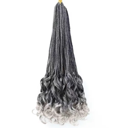 Miniatura 44 de Trenzas de ganchillo rizado francés T33, cabello pre-anillado 10 pulgadas, trenzas cortas rizadas francesas con extremos rizados, trenzas box
