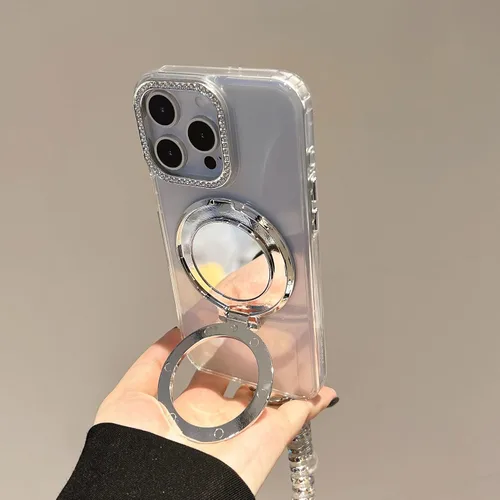 Miniatura 3 de Clear Mirror Case for Google Pixel 5A,Glitter Bling Ring Stand Rhinestone Aesthetic Transparent TPU Bumper Shockproof Protective Phone Cover for