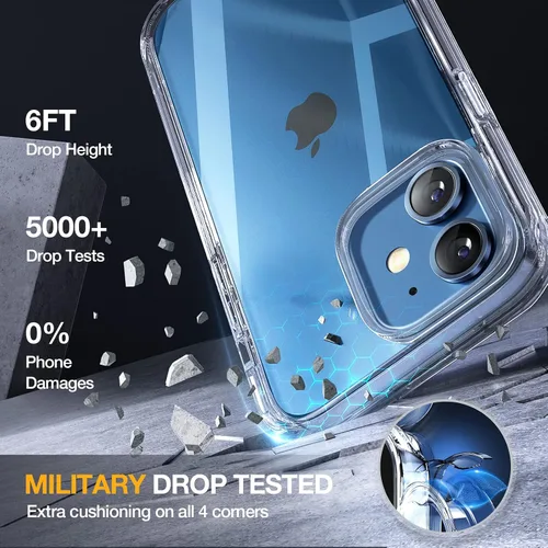 Miniatura 3 de Miracase Funda de Vidrio para iPhone 12/12 Pro de 6.1 pulgadas, Funda Protectora Bumper Resistente de Cuerpo Completo Mejorada con Protector
