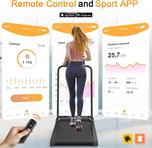 Miniatura 3 de Walking Treadmill Pad with Handle Bar, Silent Fitness Equipment, Treadmill with 4-in-1 Modes, Easy Assembly, Portable Home Gym Equipment Moon