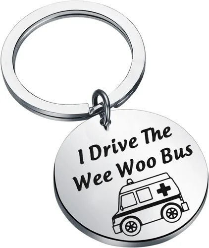 FAADBUK Llavero de conductor de ambulancia, regalo de respuesta I Drive The Wee Woo Autobús de emergencia para vehículo de emergencia, regalo de