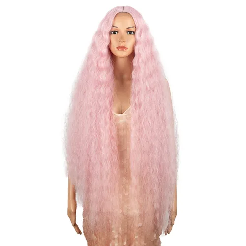 Miniatura 17 de Style Icon Pelucas de Encaje Frontal de 41" Largas Onduladas Sintéticas con Baby Hair Ombre Marrón Claro Estilo Bohemio Semi Atadas a Mano Densidad