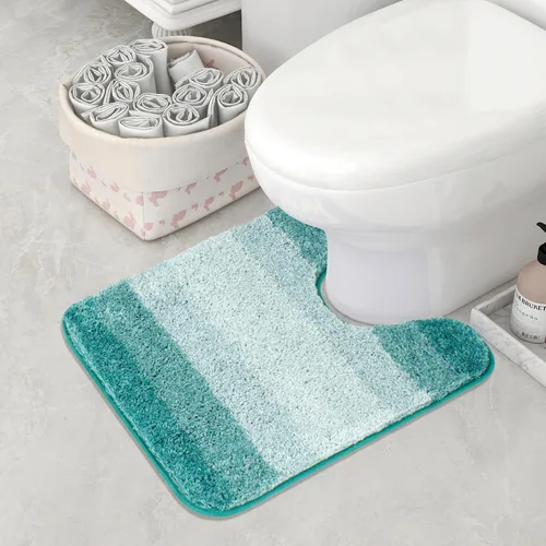 Miniatura 17 de Walensee Contour Rug (20 x 24, color negro degradado) - antideslizante, absorbente de agua, alfombra de baño de microfibra suave, lavable a máquina