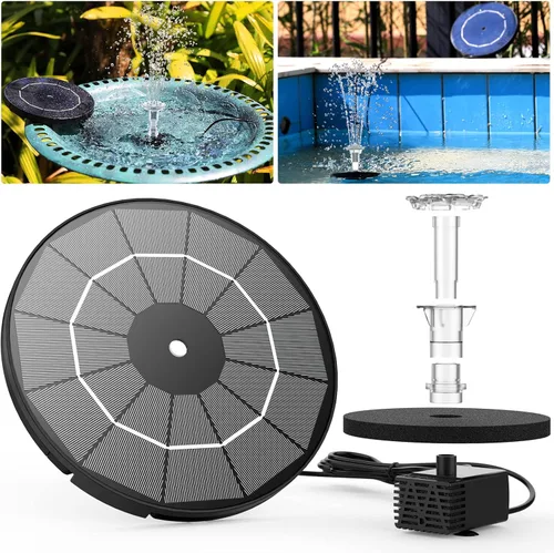 Miniatura 2 de AISITIN Bomba de Fuente Solar de 3.5W para Características de Agua Exterior Fuente de Baño Solar DIY para Pájaros con Múltiples Boquillas, Fuente