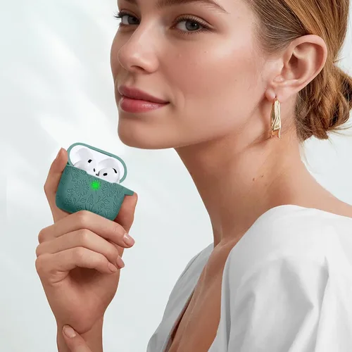 Miniatura 3 de para estuche de Airpods 4, DaQin - Estuche grabado con flores compatible con estuches de Airpods de Apple de 4ª generación para mujeres, estuches