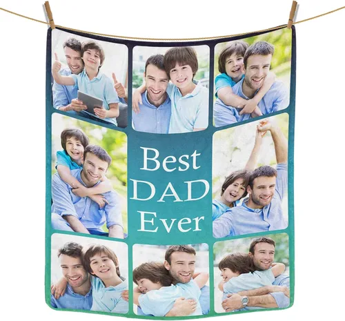 Miniatura 26 de Regalos personalizados de cumpleaños para el Día del Padre, para papá, abuelo, hombres, manta personalizada con fotos para mi papá, regalos de hija