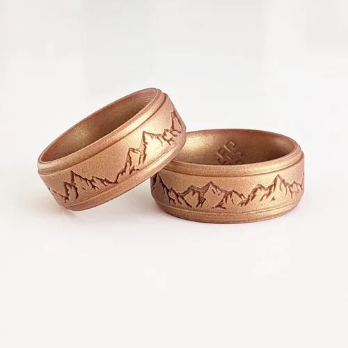 Miniatura 41 de Knot Theory Anillo de silicona para hombre, grabado de montaña, ondas, bosque, ancho de banda de 0.315 pulgadas, transpirable, ajuste cómodo