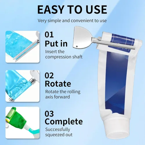 Miniatura 3 de Exprimidor de pasta de dientes, llave exprimidora de tubo de metal, escurridor manual de tubo de pasta de dientes para pintura, crema, cosmética