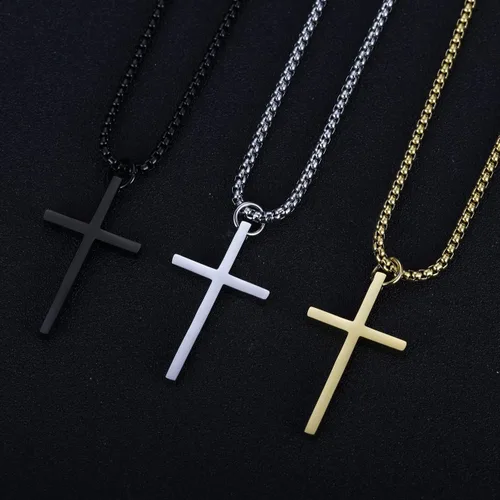 Miniatura 4 de Rehoboth Cross Pendant Necklaces for Boy Men Girl Women Philippians 413 Bible Verse I Can Do All Things Stainless Steel Chain 16202428 Inchs Black