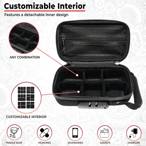 Miniatura 4 de Kashmir Bolsa a prueba de olores con cerradura de combinación, funda de viaje a prueba de olores, forro de carbón activado, con cerradura, a prueba