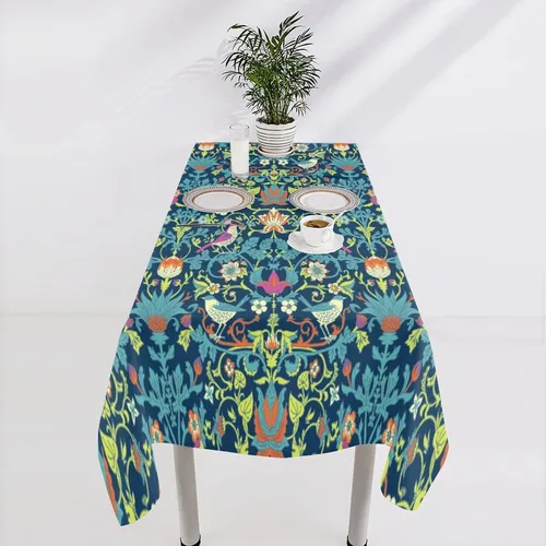 Miniatura 312 de Mantel Floral Retro de Pájaros, Diseño Original Bohemio William Morris Estampado Cubierta de Mesa para Hogar Picnic Fiesta Comedor Cocina William
