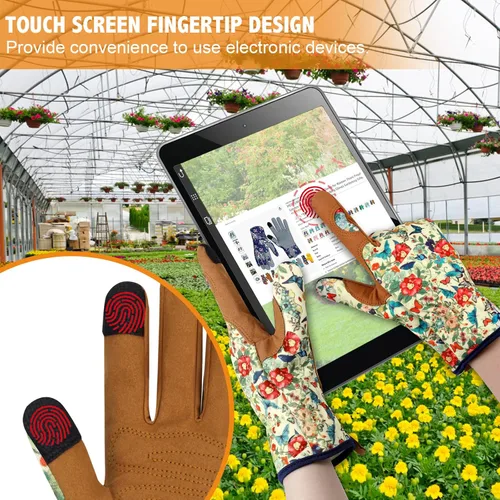 Miniatura 5 de Guantes de jardinería de cuero para mujer, guantes de jardín a prueba de espinas, guantes de trabajo para pantalla táctil, regalos ColorJ
