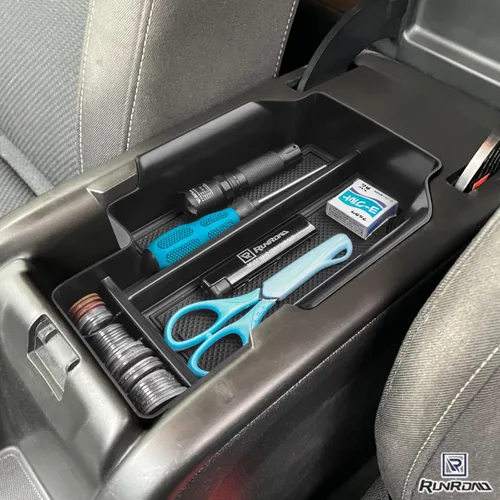Miniatura 5 de RUNROAD Bandeja organizadora de consola central compatible con Chevy Colorado/GMC Canyon 2015 2016-2020 2021 2022, inserción de caja de Negro