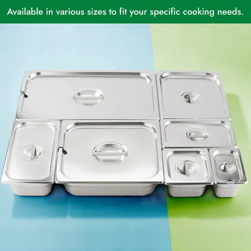 Miniatura 5 de HECMAC Paquete de 6 Tapas de Bandeja de Hotel de Tamaño 1/2 con Muescas, Acero Inoxidable Sólido Resistente para Mesa de Vapor, Tapa de Bandeja