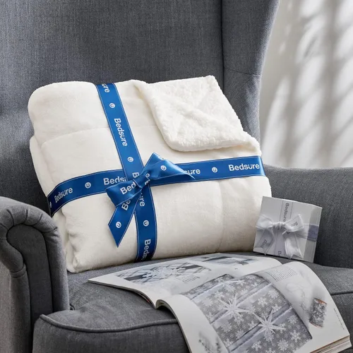Miniatura 8 de Bedsure Manta de tamaño Queen de vellón sherpa para la cama, manta gruesa y cálida para el invierno, suave y mullida, para el otoño, color blanco