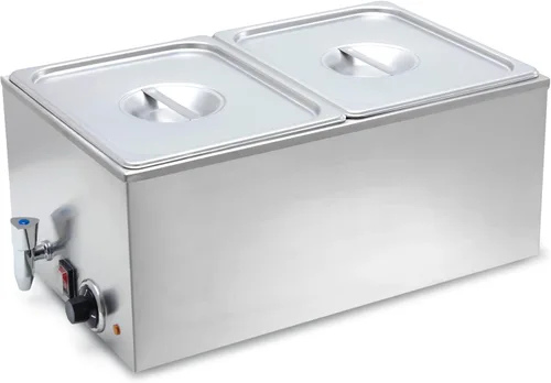 Miniatura 13 de SYBO ZCK Bain Marie - Calentador de alimentos, 2 secciones, Plateado