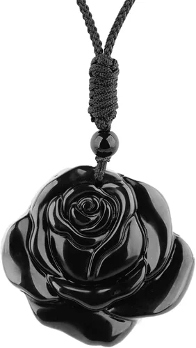 Miniatura 16 de Collar de obsidiana negra con colgante de protección y cadena de cuentas extendida, amuleto de piedra de cristal curativo para hombres y mujeres