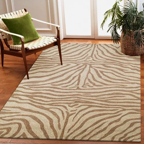 Miniatura 14 de Liora Manne Ravella - Alfombra duradera para interiores y exteriores, estabilizada a mano con rayos UV, tropical neutro, 5 pies x 7 pies 6 pulgadas