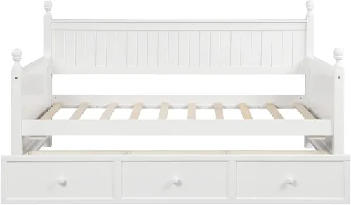 Miniatura 6 de Harper & Bright Designs Sofá cama de madera con tres cajones inseparables, marco de sofá cama de tamaño individual, estilo moderno para dormitorio