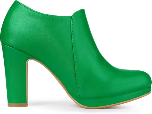 Miniatura 6 de Allegra K Botines de tacón grueso con plataforma y punta redonda para mujer