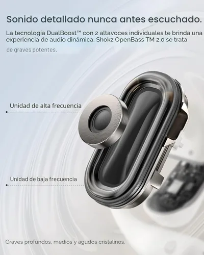 Miniatura 3 de SHOKZ Nuevos auriculares OpenFit 2+ de oreja abierta, habilitados para Dolby Audio, cómodos auriculares con ganchos suaves para los oídos, tiempo