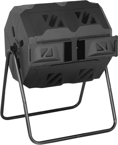 Miniatura 3 de Contenedor de compost, 43 galones de compostaje de cocina, contenedores de compostaje giratorios, puertas correderas de doble cámara para patio