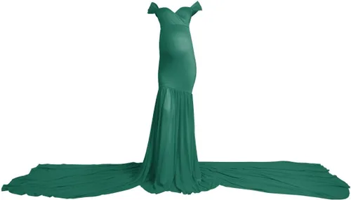 Miniatura 6 de Vestido de maternidad con hombros descubiertos para mujer, vestido de gasa de sirena, maxi vestido de fotografía para sesión de fotos, baby shower