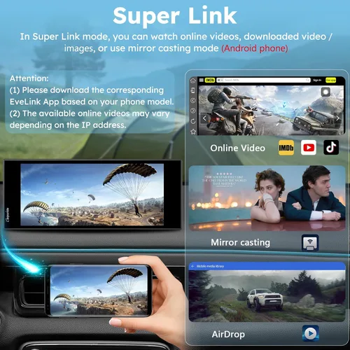 Miniatura 9 de CARPURIDE W125S Carplay inalámbrico HD de 11.26 pulgadas y pantalla automática Android, cámara 4K + 1080P+1080P Dash para automóviles con tarjeta