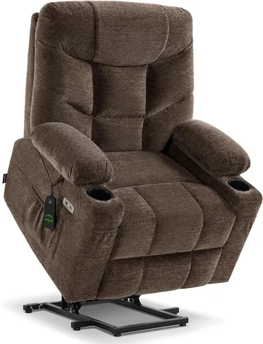 Miniatura 23 de MCombo Silla reclinable Power Lift con reposapiés extendido para personas mayores, tela 7287 (marrón, mediano)