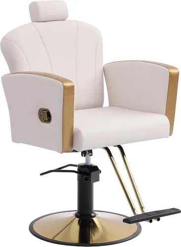 Miniatura 14 de LOUVIXA Silla de salón de altura ajustable para silista de cabello, sillas reclinables de peluquería, silla de peluquería hidráulica, silla