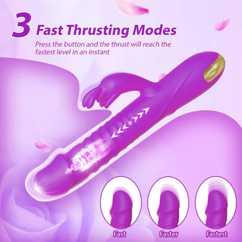 Miniatura 2 de SUPOLA - Vibradores de consolador con empuje, juguetes sexuales para adultos para mujeres - Juguetes sexuales, consoladores, vibrador de conejo