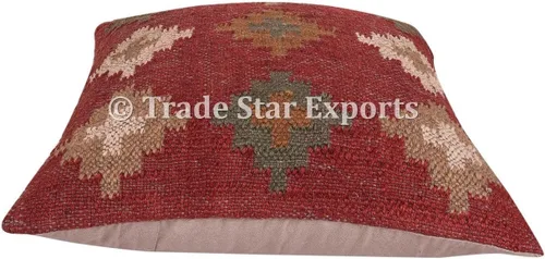 Miniatura 6 de Trade Star Funda de almohada 70% yute y 30% lana kilim, auténtica, funda de almohada bohemia hecha a mano, vintage, funda de cojín cuadrada étnica
