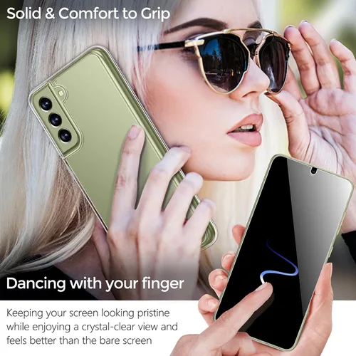 Miniatura 6 de Rayboen Funda para Samsung Galaxy S21 FE 5G con 2 protectores de pantalla suaves, diseño híbrido transparente, a prueba de golpes, delgada