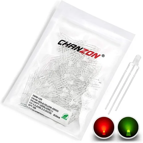 Miniatura 11 de CHANZON 100 unids 0.118 in rojo y azul difuso LED luces de diodo común (esmerilado redondo bicolor) iluminación brillante bombillas lámparas E) Rojo