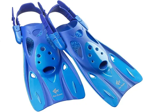 Miniatura 7 de Reef Tourer Aletas de esnórquel para adultos y niños, tacón abierto ajustable, aletas compactas de esnórquel de hoja corta, tamaño de viaje, RF0106P
