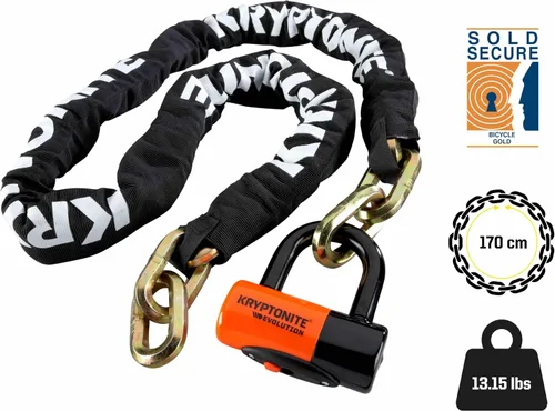 Miniatura 2 de Kryptonite New York FAHGETTABOUDIT 1217 - Cadena de acero antirrobo de 5.5 pies de largo, cadena de acero antirrobo resistente con llaves, máxima