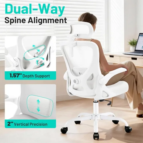 Miniatura 3 de AreShark Silla de oficina – Silla de escritorio ergonómica de malla transpirable con reposacabezas 2D y soporte lumbar ajustable – Silla ejecutiva