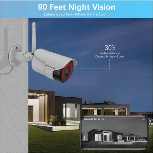 Miniatura 5 de WEILAILIFE 【Audio bidireccional y antena dual mejorada】 Sistema de cámara de seguridad inalámbrica para exteriores con visión nocturna de 27.4